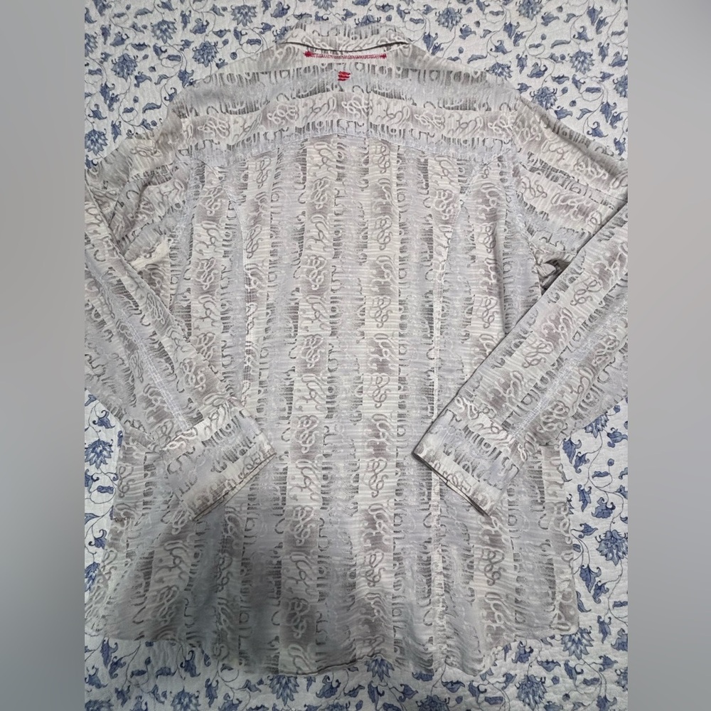 Robert Graham men’s Large button down gray white shirt artistic minimalist - Picture 4 of 13